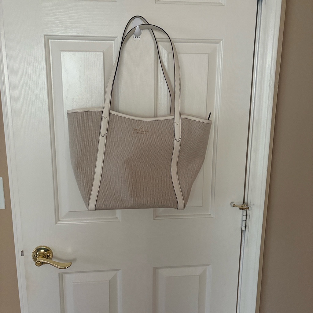 Kate Spade Taupe Tote With Cream Trim
